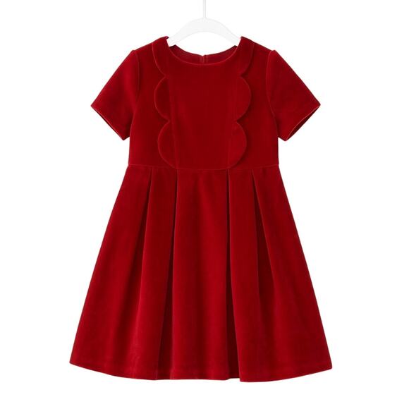Jacadi Girls Red Velvet A-Line Holiday Dress Size 6 - Picture 1 of 9